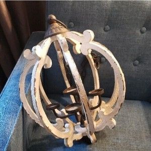 white shabby chic farmhouse hanging lantern votive candle holder